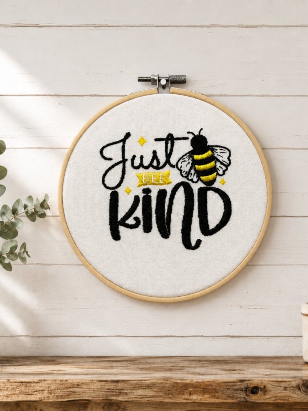 Just Bee Kind Embroidery Hoop Wall Art, 6 Inch Embroidery Decor